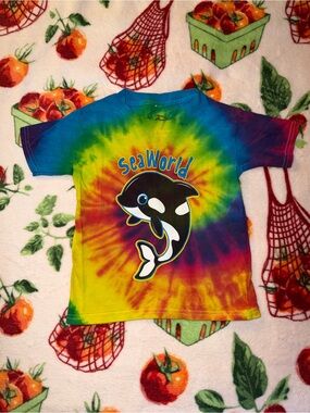 SeaWorld Whale Rainbow Tie-Dye T-Shirt Kids 4t Unisex Orca